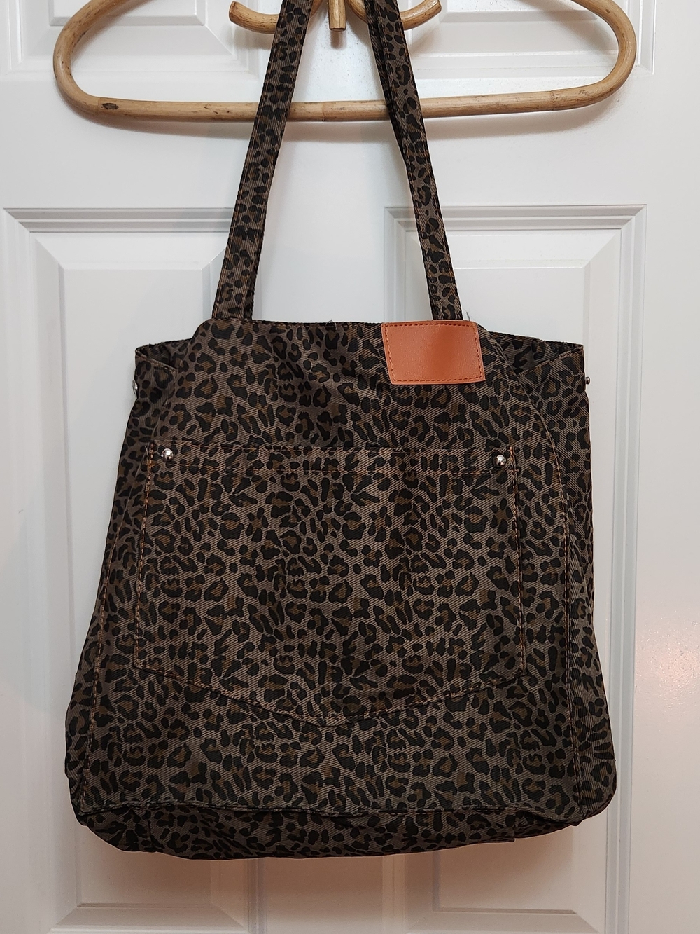 Leopard Print Canvas Tote Bag/Shoulder Bag.